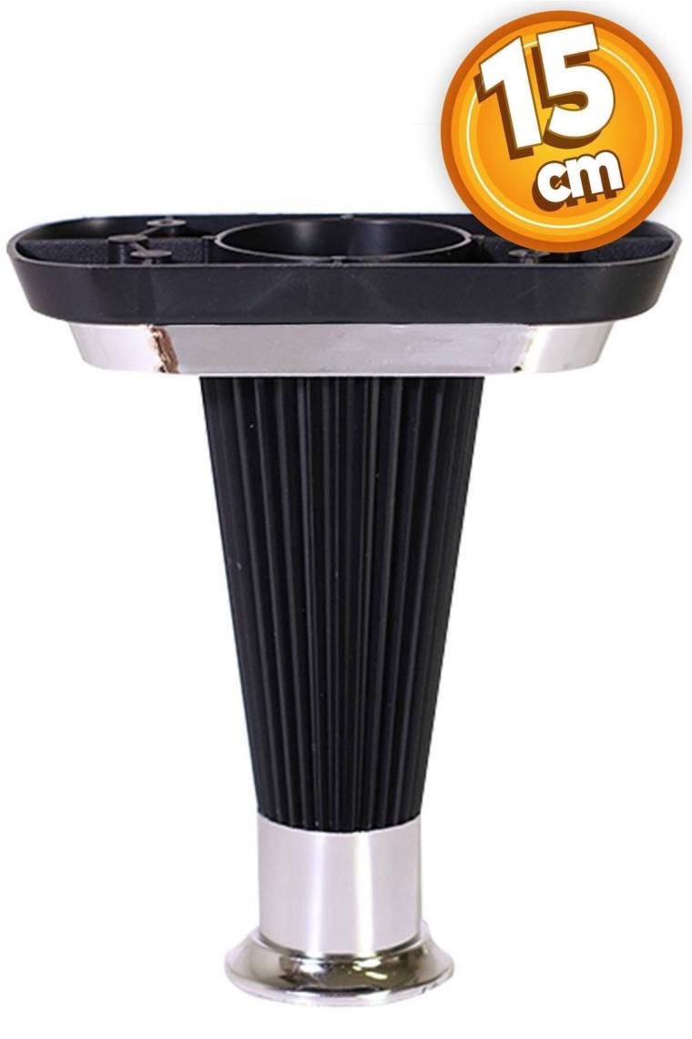 Nobel Nitra Mobilya Sehpa Ayağı Baza Ayak 15 cm (Siyah-Krom)