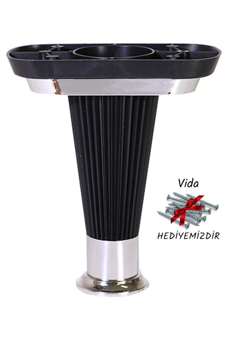 Nobel Nitra Mobilya Sehpa Ayağı Baza Ayak 15 cm (Siyah-Krom)