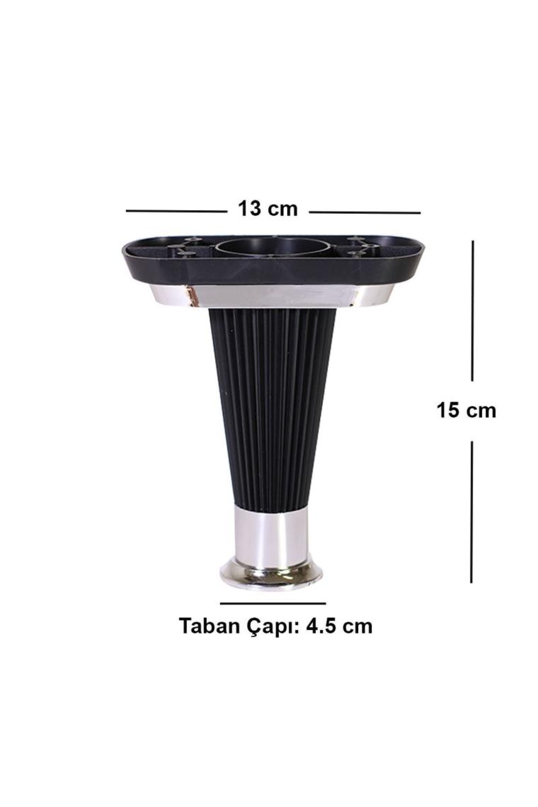 Nobel Nitra Mobilya Sehpa Ayağı Baza Ayak 15 cm (Siyah-Krom)