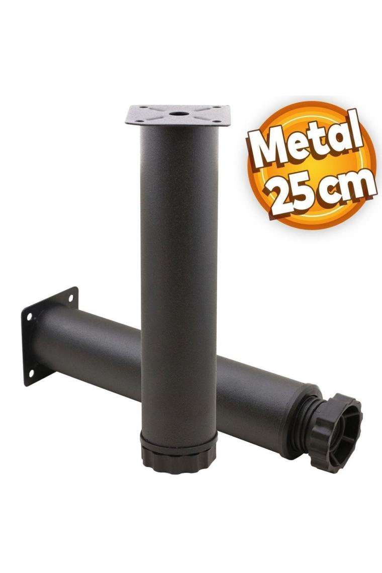 Nzb Mobilya Kanepe Baza Koltuk Metal Destek Ayağı Ayarlanabilir Siyah Ayak 25 cm