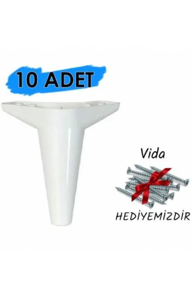 PVC Burada (10 Adet ) Asya Beyaz Ayak 15  cm - Tv Ünitesi, Koltuk Altı , Dolap Ayağı