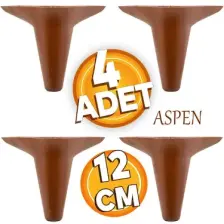 Badem10 Aspen Lüks Mobilya Kanepe Koltuk Tv Ünitesi Baza Ayağı Ayakları 12 Cm Kahverengi Ayak (4 Adet)
