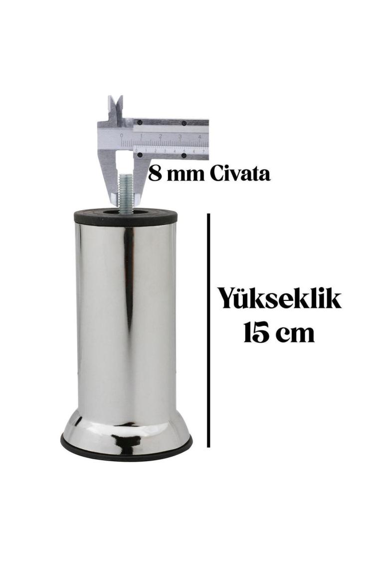 Nzb Mobilya Kanepe Baza Koltuk Destek Ayağı M8 Civata Krom Ayak 15 Cm