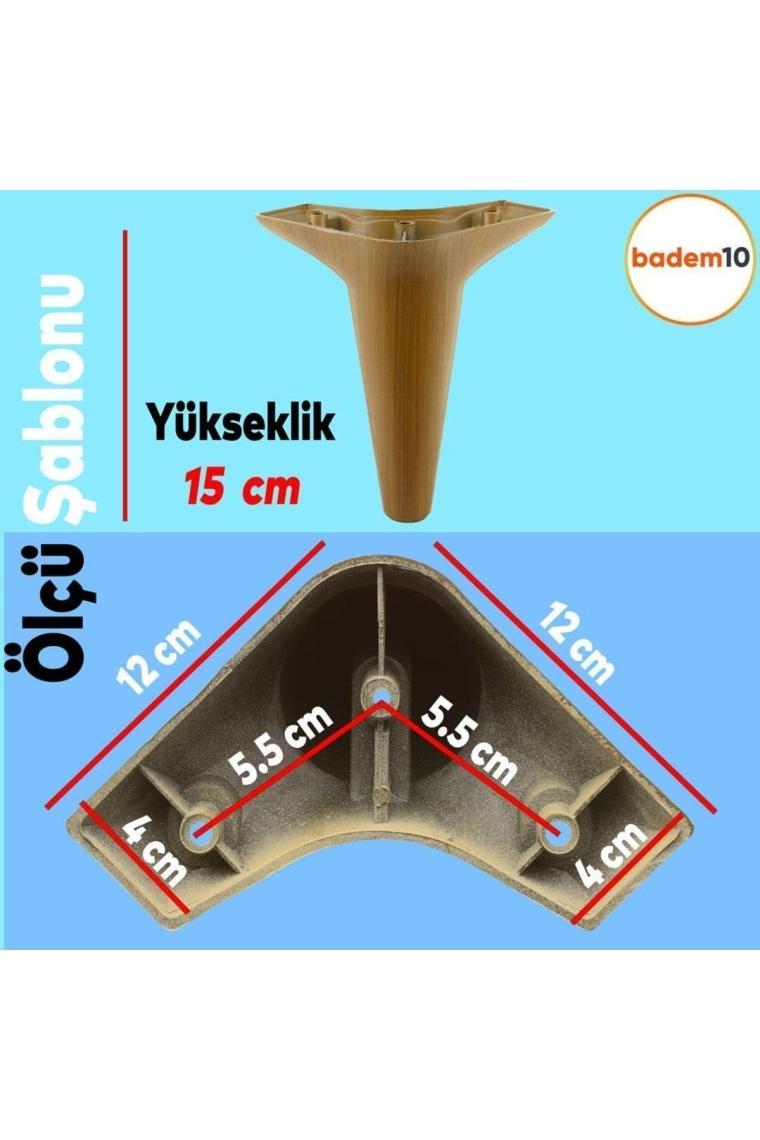 Badem10 Aspen Lüks Mobilya Kanepe Koltuk Tv Ünitesi Baza Yükseltici Ayağı Ayakları 15 Cm Koyu Ceviz Ayak