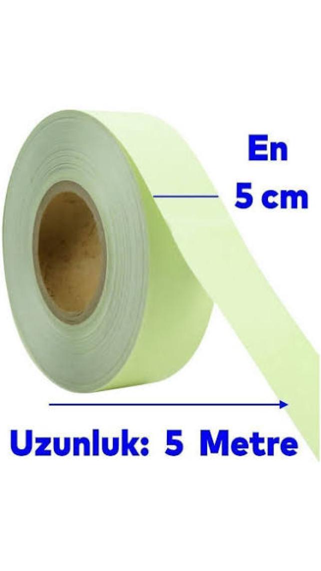 Reflektörlü Fotolümen Gece Parlayan En: 5 cm 5 Metre Yeşil Reflektörlü Fosforlu Oto Reflektif Şerit Bant Ikaz Bandı