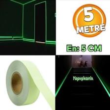 Reflektörlü Fotolümen Gece Parlayan En: 5 cm 5 Metre Yeşil Reflektörlü Fosforlu Oto Reflektif Şerit Bant Ikaz Bandı