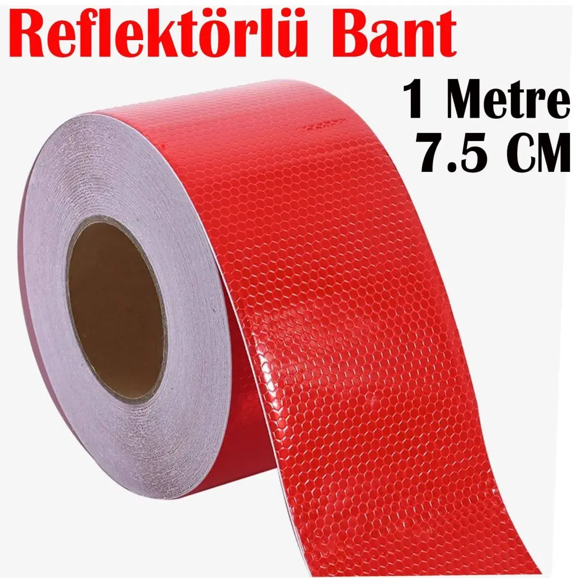 Badem10 Reflektörlü Bant Kırmızı Reflektif Fosforlu Şerit Bant 7.5 cm 1 Metre Ikaz Bandı