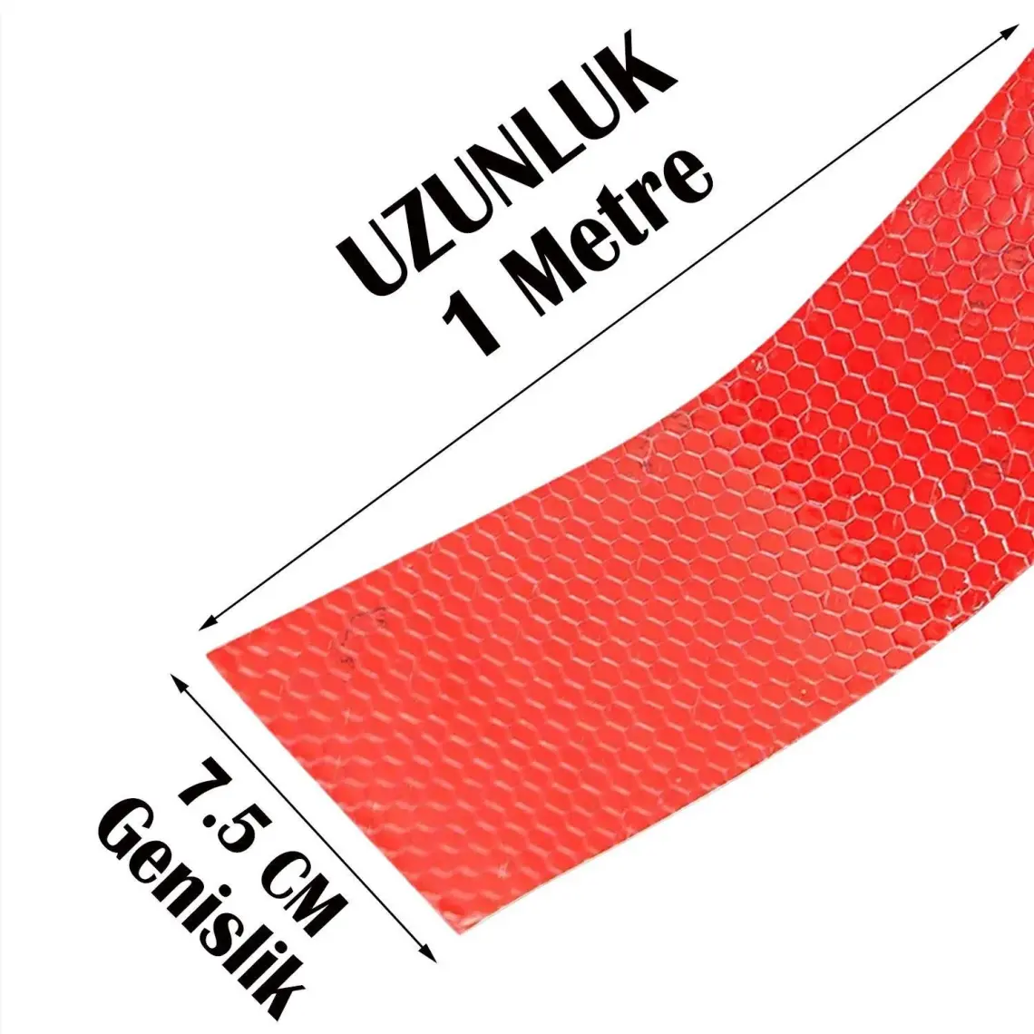 Badem10 Reflektörlü Bant Kırmızı Reflektif Fosforlu Şerit Bant 7.5 cm 1 Metre Ikaz Bandı