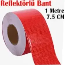 Badem10 Reflektörlü Bant Kırmızı Reflektif Fosforlu Şerit Bant 7.5 cm 1 Metre Ikaz Bandı