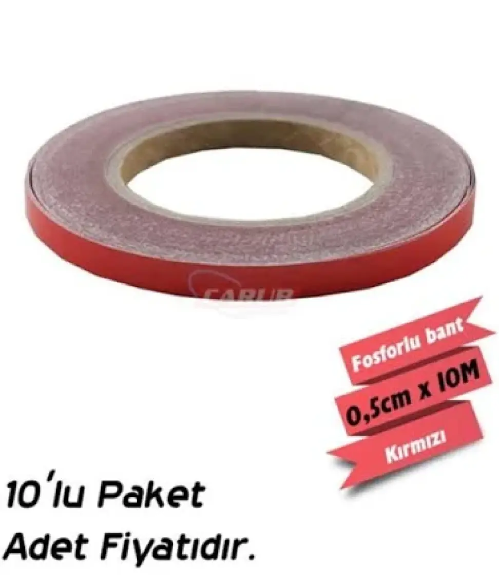 Temiz Pazar Fosforlu Bant 0.5CMX10M Kırmızı