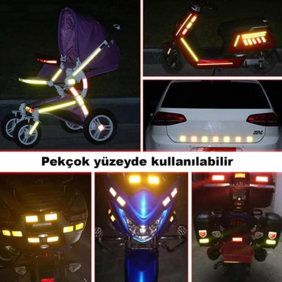 Techmaster Reflektör Fosforlu Reflektiv Şerit Bant Tüvtürk Uyumlu 2 Metre Sarı