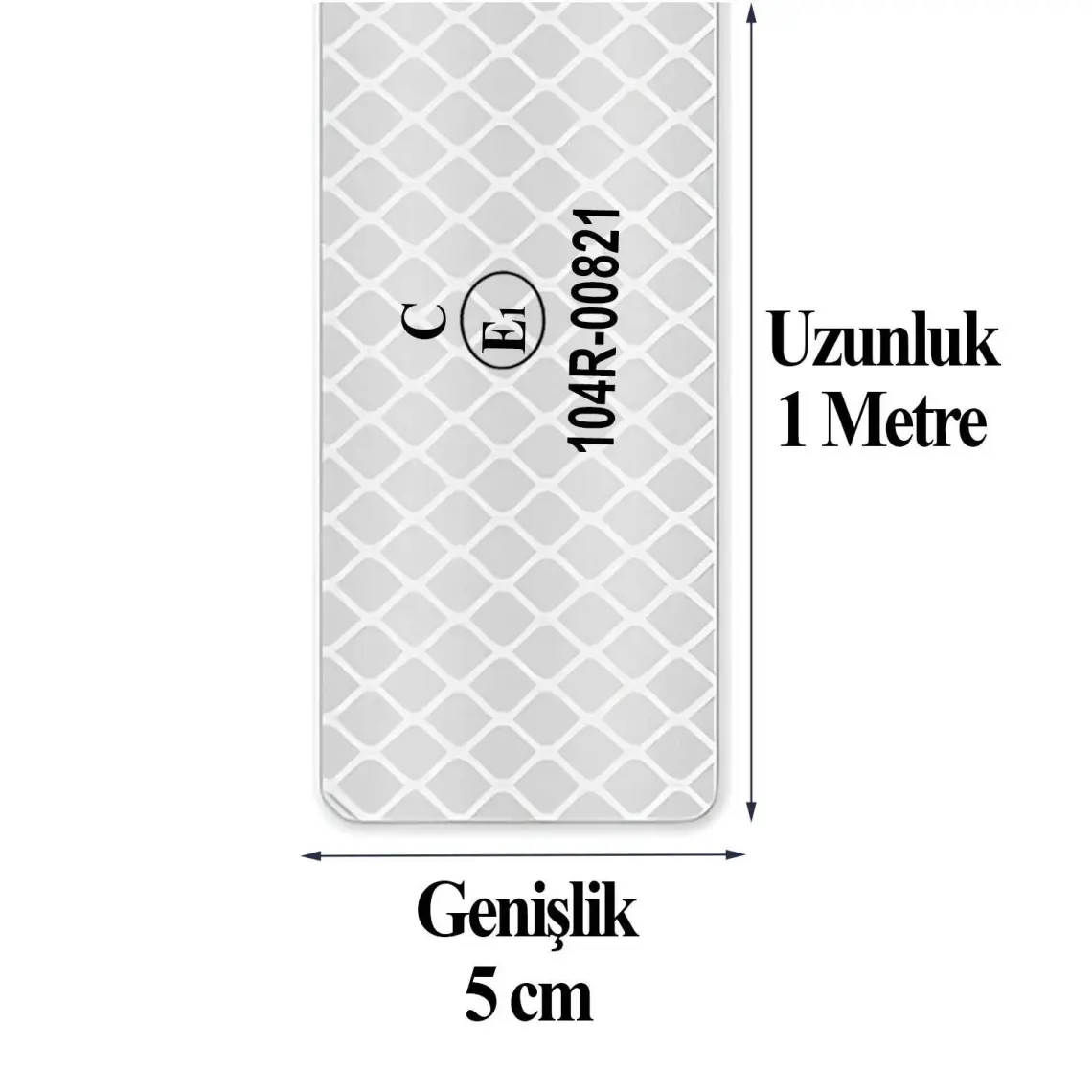 Tüvtürk Onaylı Bant Beyaz 1 Metre 5 cm Belgeli Reflektörlü Reflektif Fosforlu Şerit Bant Ikaz Bandı