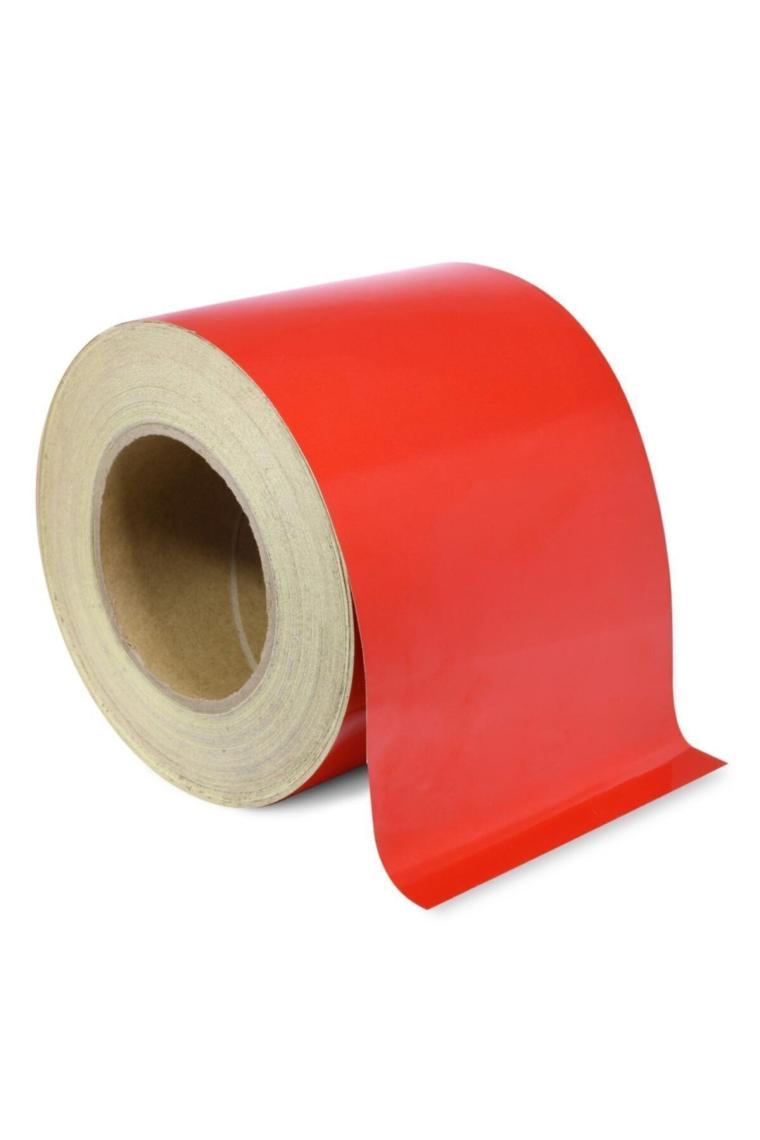 Reflektörlü Araç Oto Dış Aksesuar Reflektif Fosforlu Şerit Bant Kırmızı Düz Ikaz Bandı 12 Cm X 1 Mt
