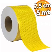 Badem10 Reflektörlü Araç Oto Dış Aksesuar Bant Sarı Reflektif Fosforlu Şerit Bant 7.5 cm 5 mt Ikaz Bandı
