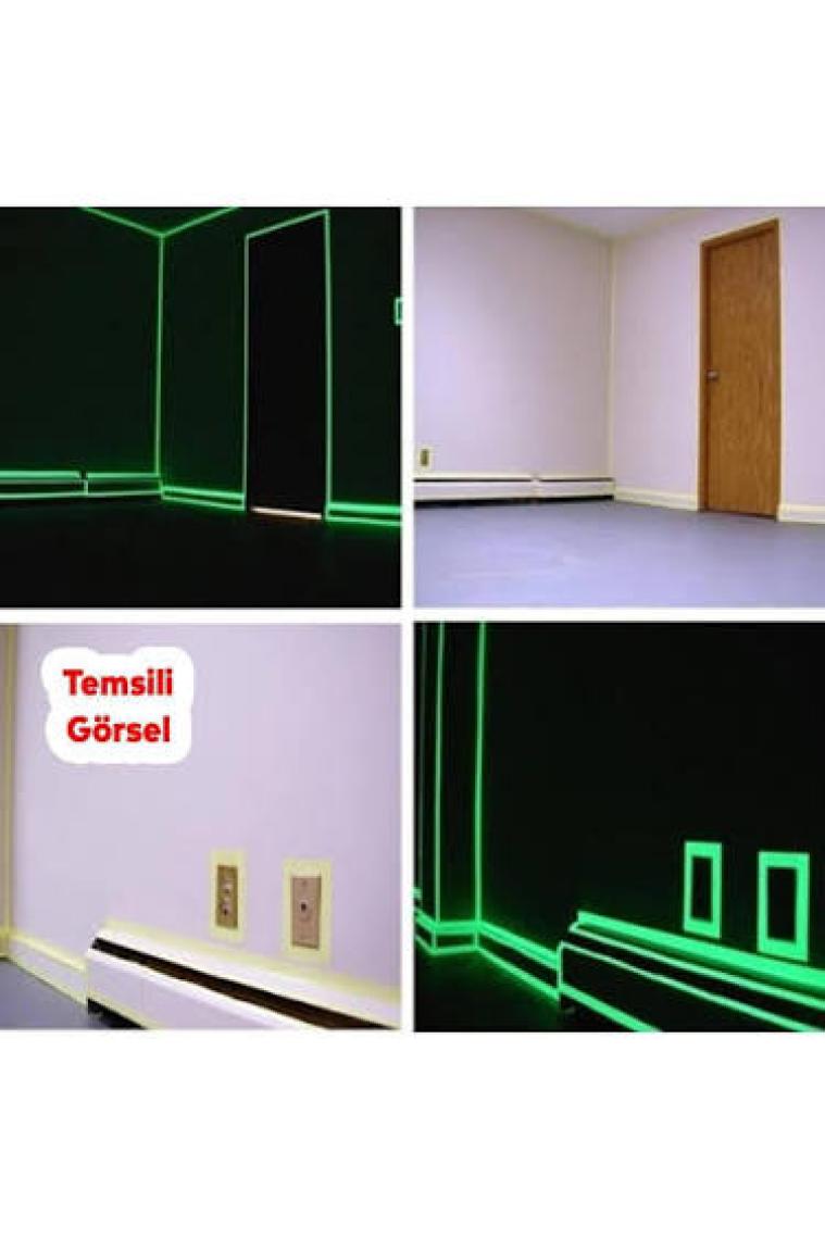 Badem10 Fotolümen Gece Parlayan En 7.5 cm 1 mt Ikaz Yeşil Reflektörlü Fosforlu Reflektif Düz Şerit Bant