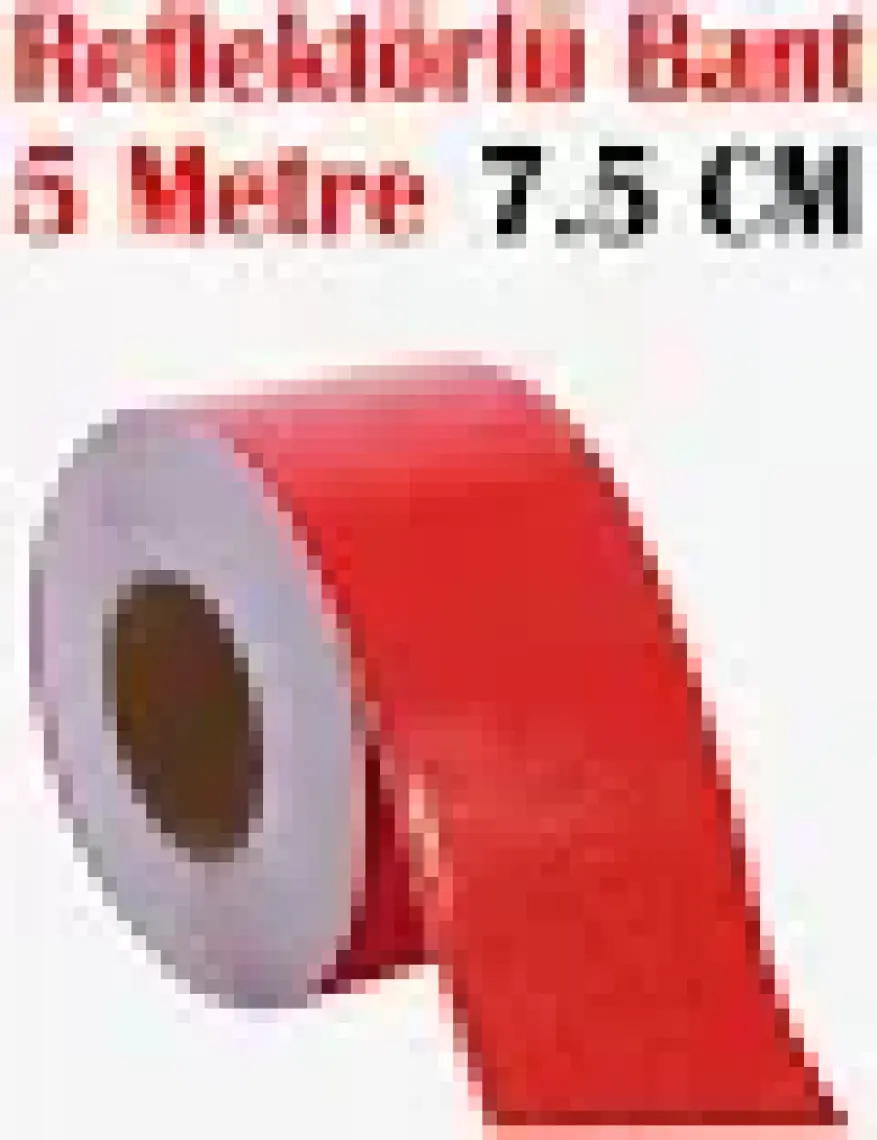 Badem10 Reflektörlü Bant Kırmızı Reflektif Fosforlu Şerit Bant 7.5 cm 5 Metre Ikaz Bandı