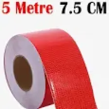 Badem10 Reflektörlü Bant Kırmızı Reflektif Fosforlu Şerit Bant 7.5 cm 5 Metre Ikaz Bandı
