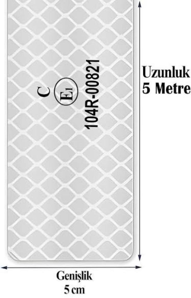 Badem10 Tüvtürk Onaylı Bant Beyaz 5 Metre 5 cm Belgeli Reflektörlü Reflektif Fosforlu Şerit Bant Ikaz Bandı