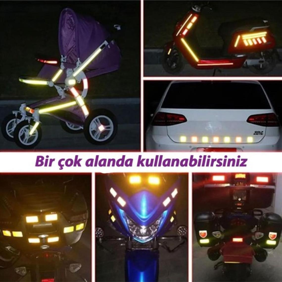 Glaswen 1 mt Reflektörlü Reflektif Fosforlu Araç Oto Kamyon Şerit Bant Tüvtürk Onaylı Kesikli Kırmızı Ikaz Bandı