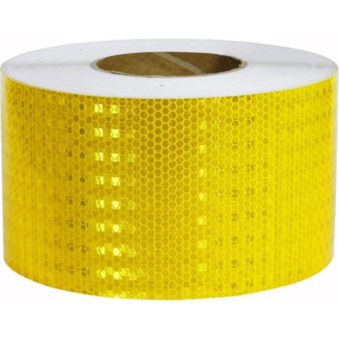Badem10 Reflektörlü Araç Oto Dış Aksesuar Bant Sarı Reflektif Fosforlu Şerit Bant 7.5 cm 5 mt Ikaz Bandı
