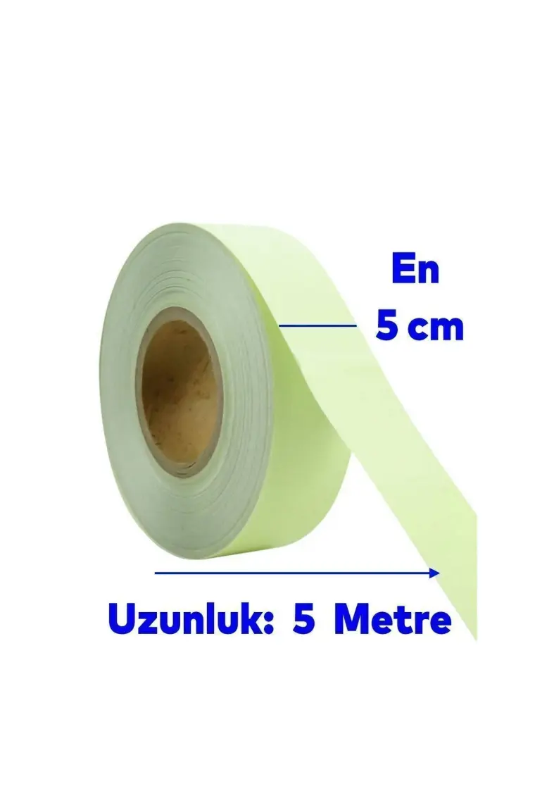 Reflektörlü Fotolümen Gece Parlayan En: 5 cm 5 Metre Yeşil Reflektörlü Fosforlu Oto Reflektif Şerit Bant Ikaz Bandı