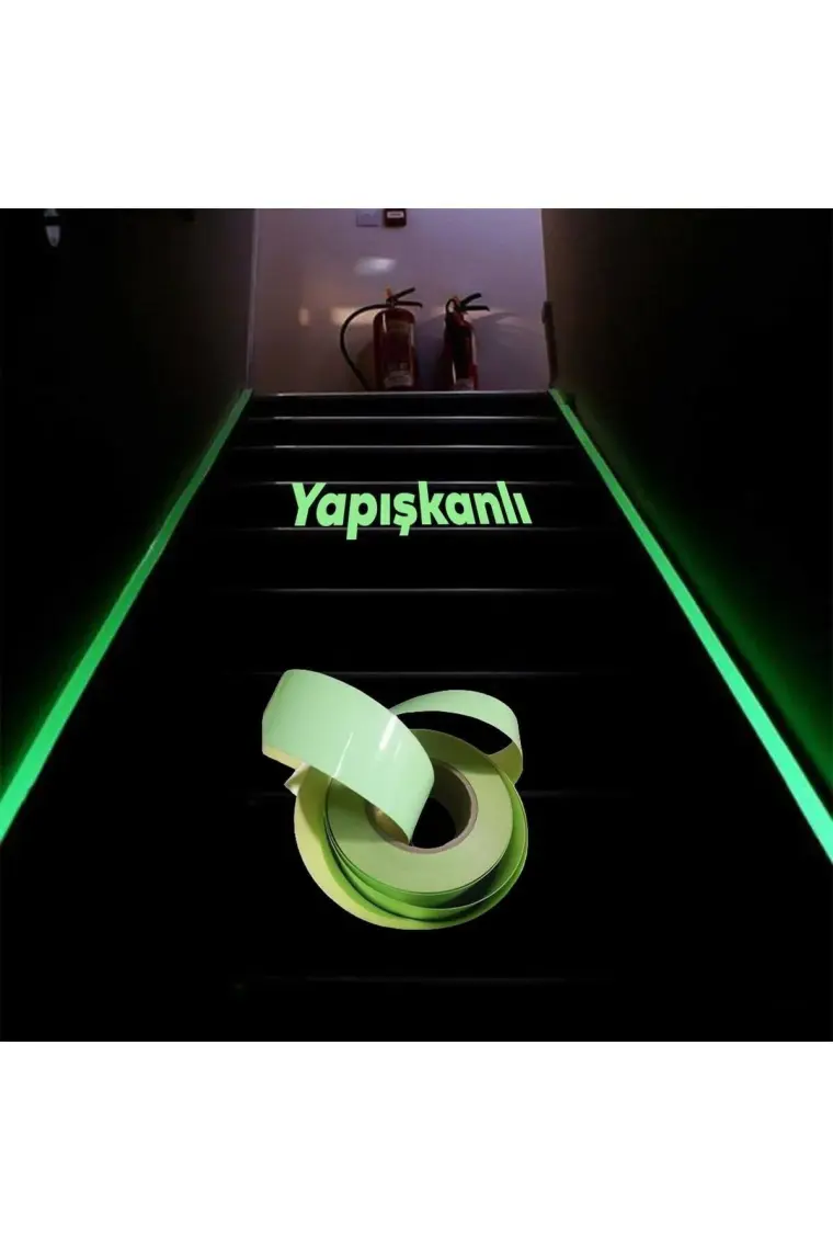 Reflektörlü Fotolümen Gece Parlayan En: 5 cm 5 Metre Yeşil Reflektörlü Fosforlu Oto Reflektif Şerit Bant Ikaz Bandı