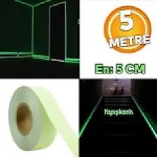 Reflektörlü Fotolümen Gece Parlayan En: 5 cm 5 Metre Yeşil Reflektörlü Fosforlu Oto Reflektif Şerit Bant Ikaz Bandı