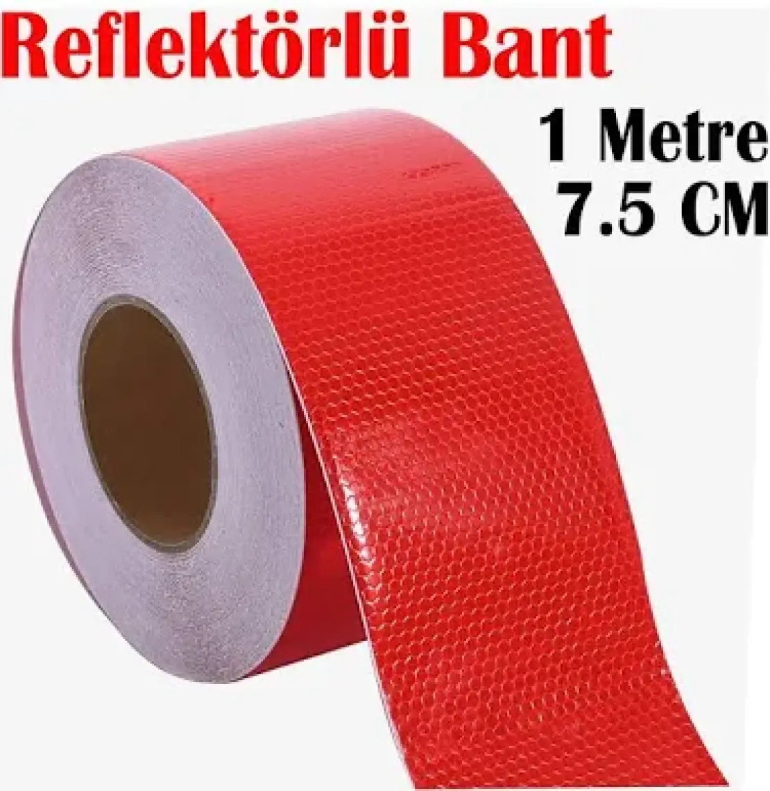 Badem10 Reflektörlü Bant Kırmızı Reflektif Fosforlu Şerit Bant 7.5 cm 1 Metre Ikaz Bandı