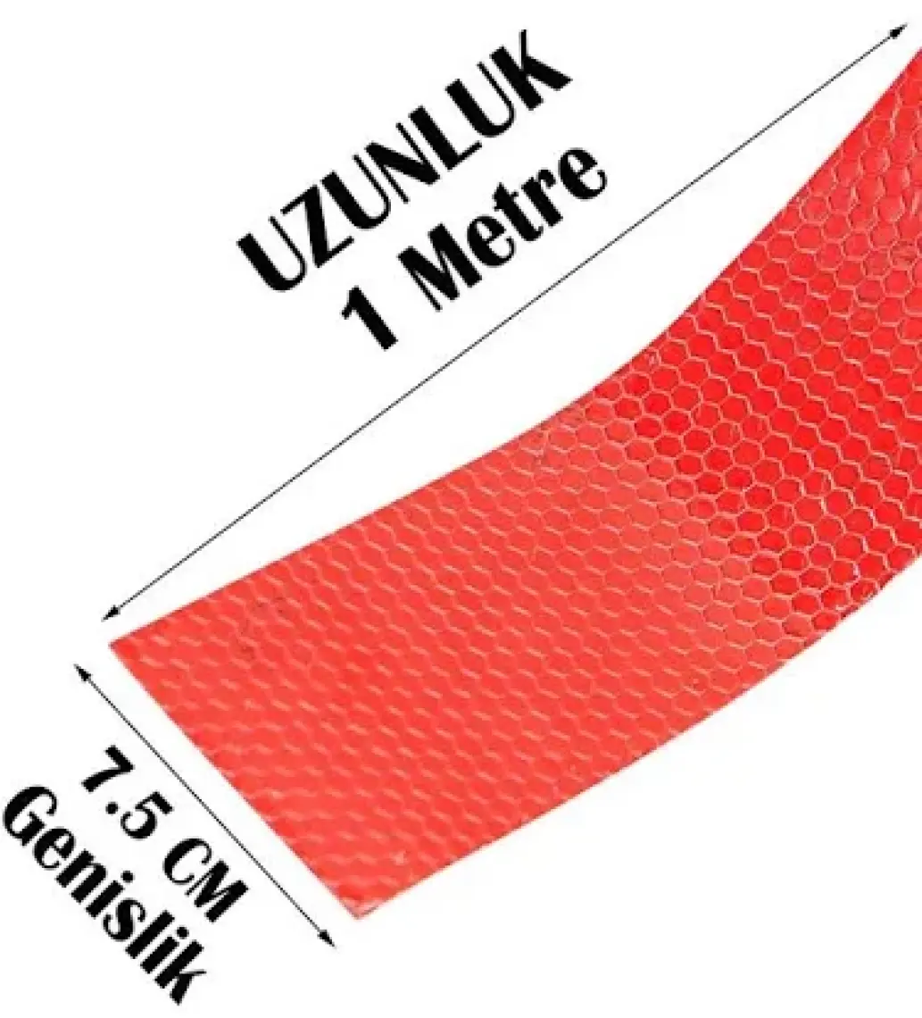 Badem10 Reflektörlü Bant Kırmızı Reflektif Fosforlu Şerit Bant 7.5 cm 1 Metre Ikaz Bandı