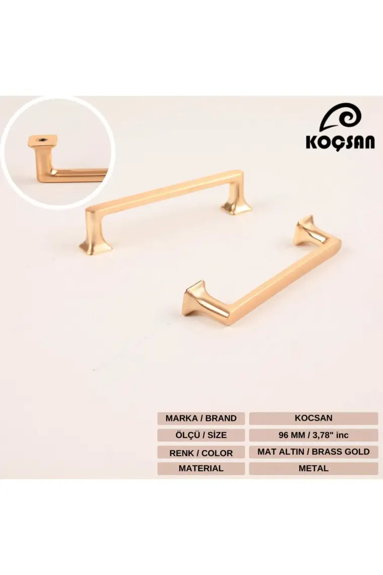 Koçsan Vera Kulp Lüks Country Mutfak Mobilya Dolap Çekmece Kulpu Mat Rose 96 mm
