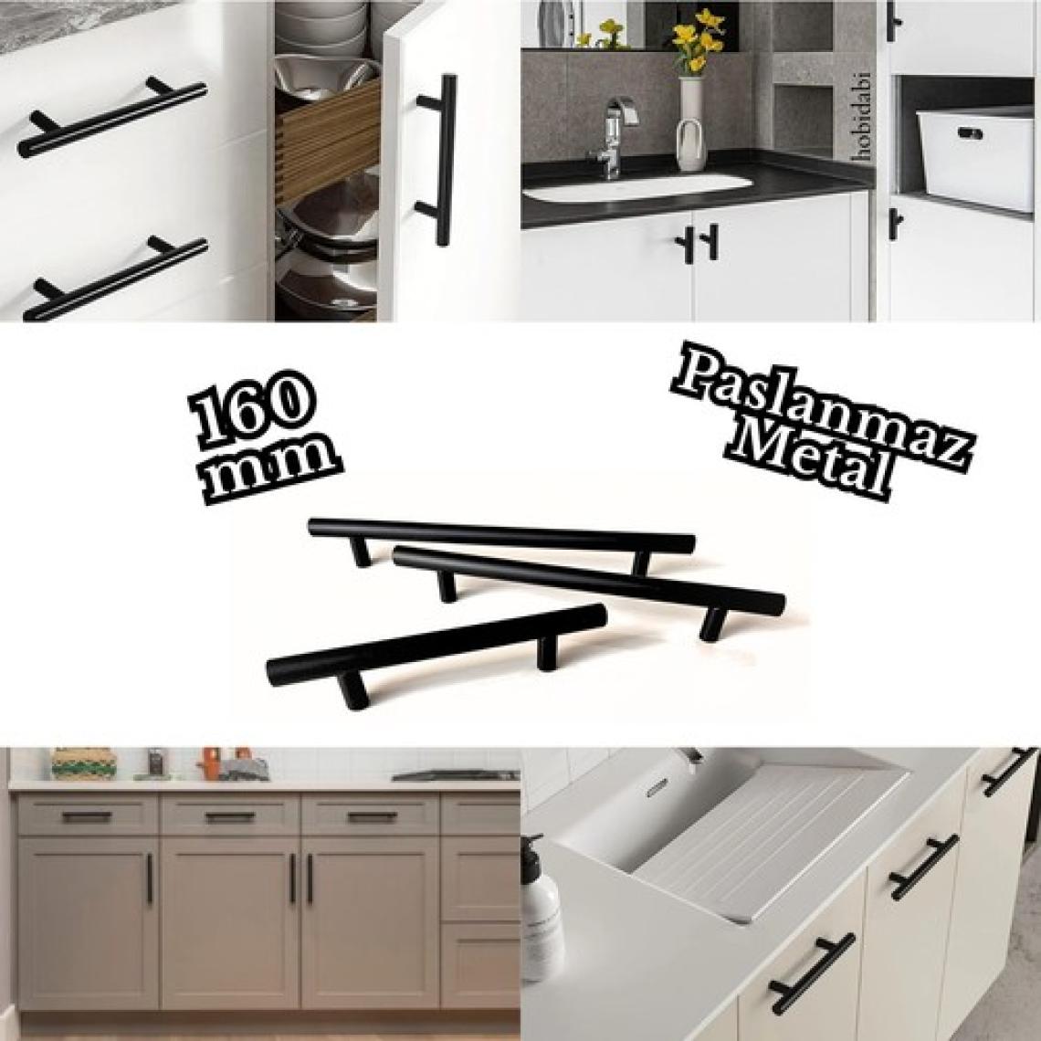 Hobidabi 160 mm Paslanmaz Siyah Kulp Tv Ünitesi Yatak Odası Mobilya Çekmece Vestiyer Mutfak Dolap Kulbu
