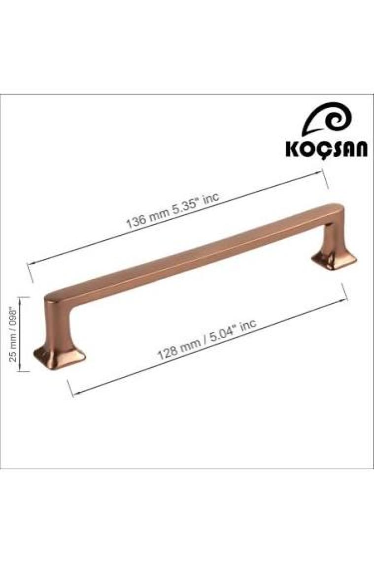 Koçsan Vera Kulp Lüks Country Mutfak Mobilya Dolap Çekmece Kulpu Mat Bronz 128 mm