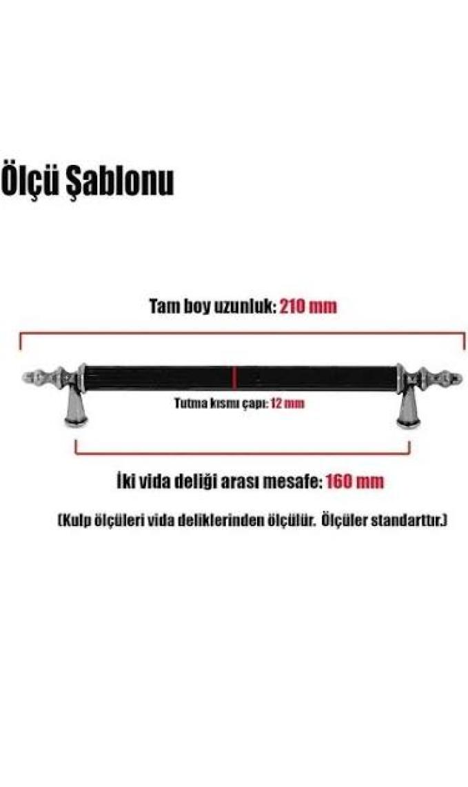 Badem10 Ovacık (160 mm - 16 cm) Mat Siyah Metal Mobilya Mutfak Çekmece Dolap Kapak Kulpu Kulbu Kulpları