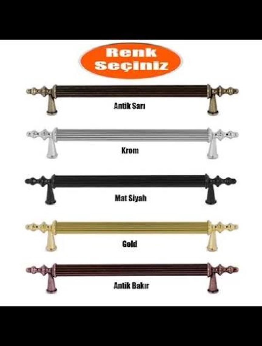 Badem10 Ovacık (160 mm - 16 cm) Mat Siyah Metal Mobilya Mutfak Çekmece Dolap Kapak Kulpu Kulbu Kulpları