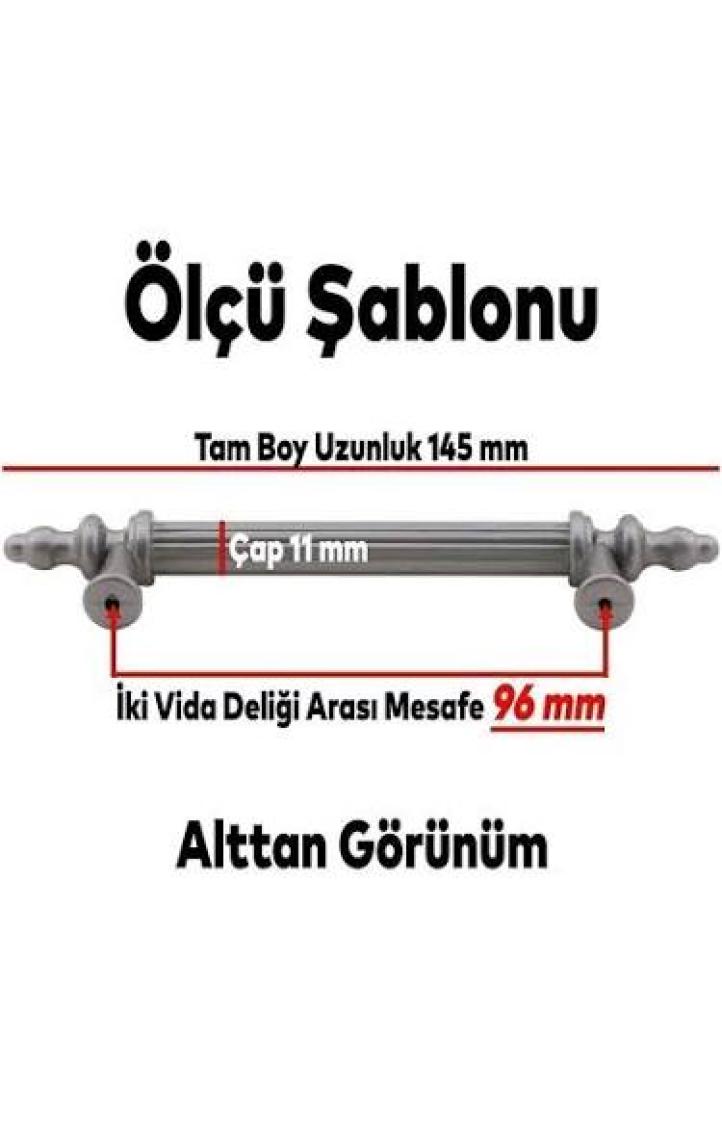 Badem10 Polavit Çekmece Mutfak Dolap Kapak Kulpu Kulbu 96 mm Gri Sert Plastik Kulp