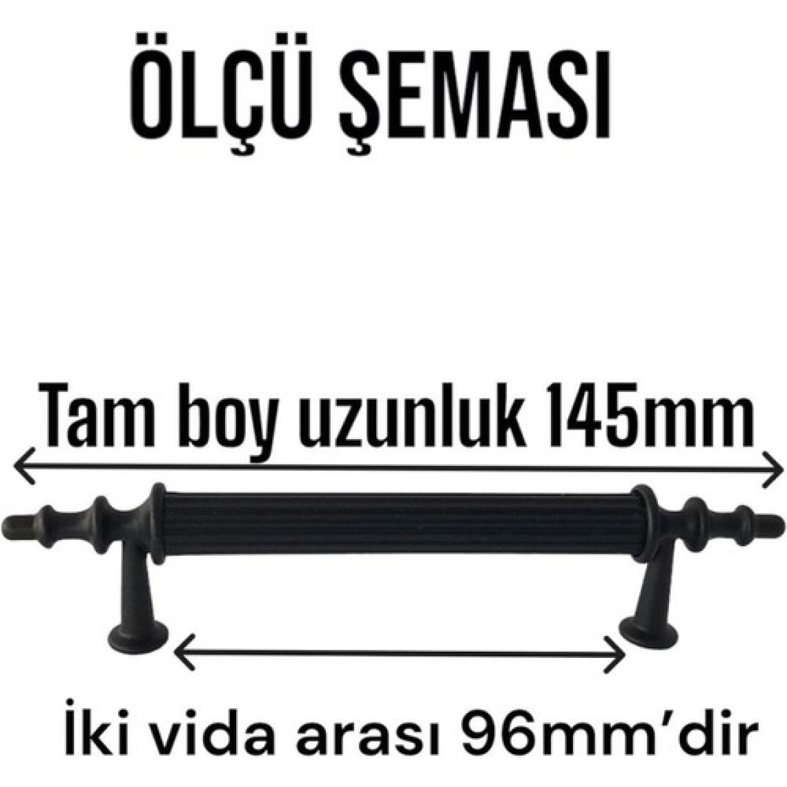 Glaswen Erciyes Kulp Siyah 96 mm Kulp Mobilya Mutfak Dolabı Çekmece Dolap Kapak Kulpu Kulbu Metal Kulpları