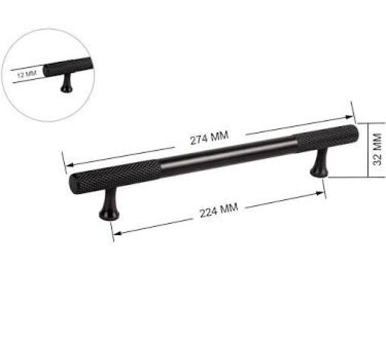 Koçsan Apex Kulp Lüks Country Mutfak Mobilya Dolap Çekmece Kulpu Siyah 224 mm