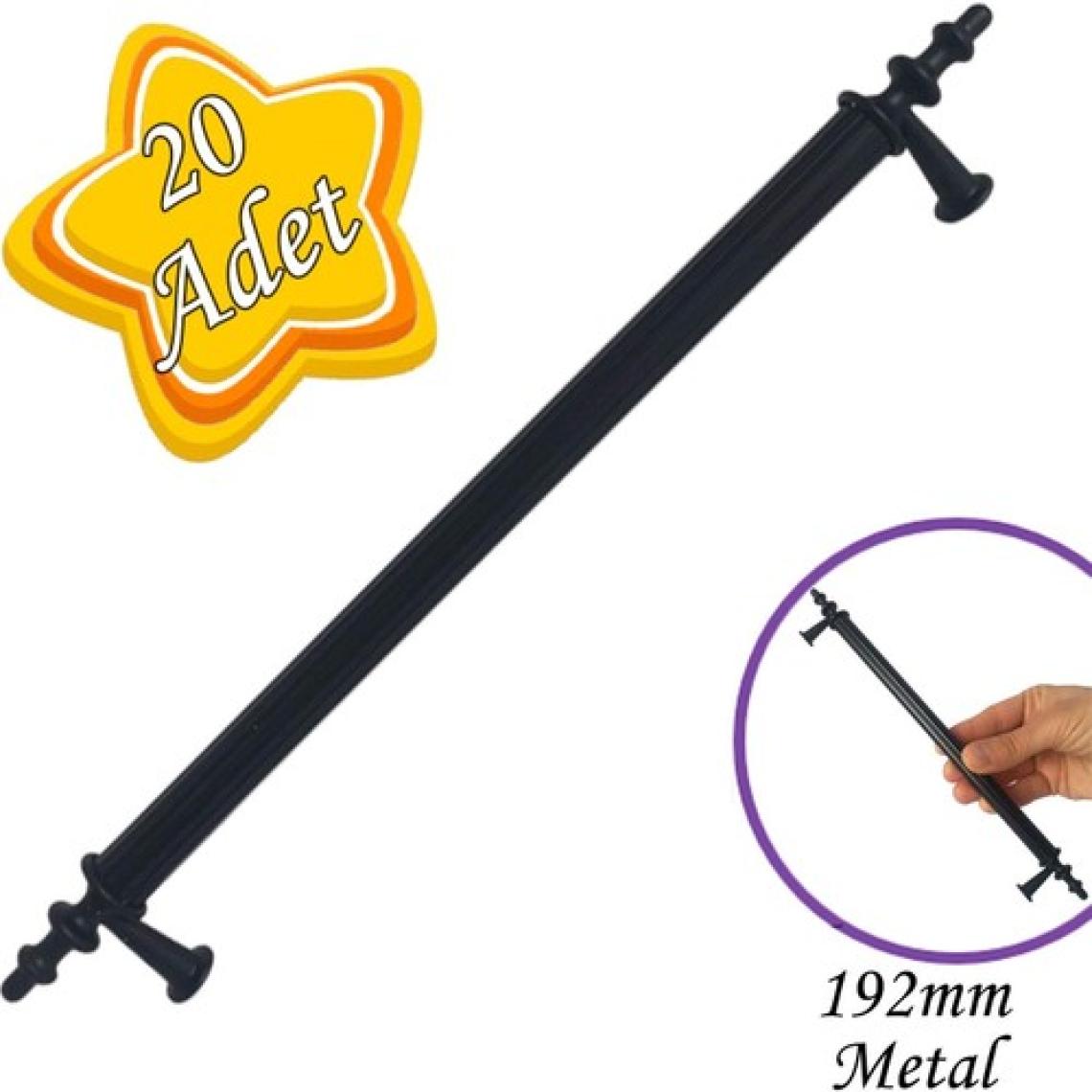 Glaswen 20 Adet Erciyes Kulp Siyah 192 mm Kulp Mobilya Mutfak Dolabı Çekmece Dolap Kapak Kulpu Kulbu Metal Kulpları