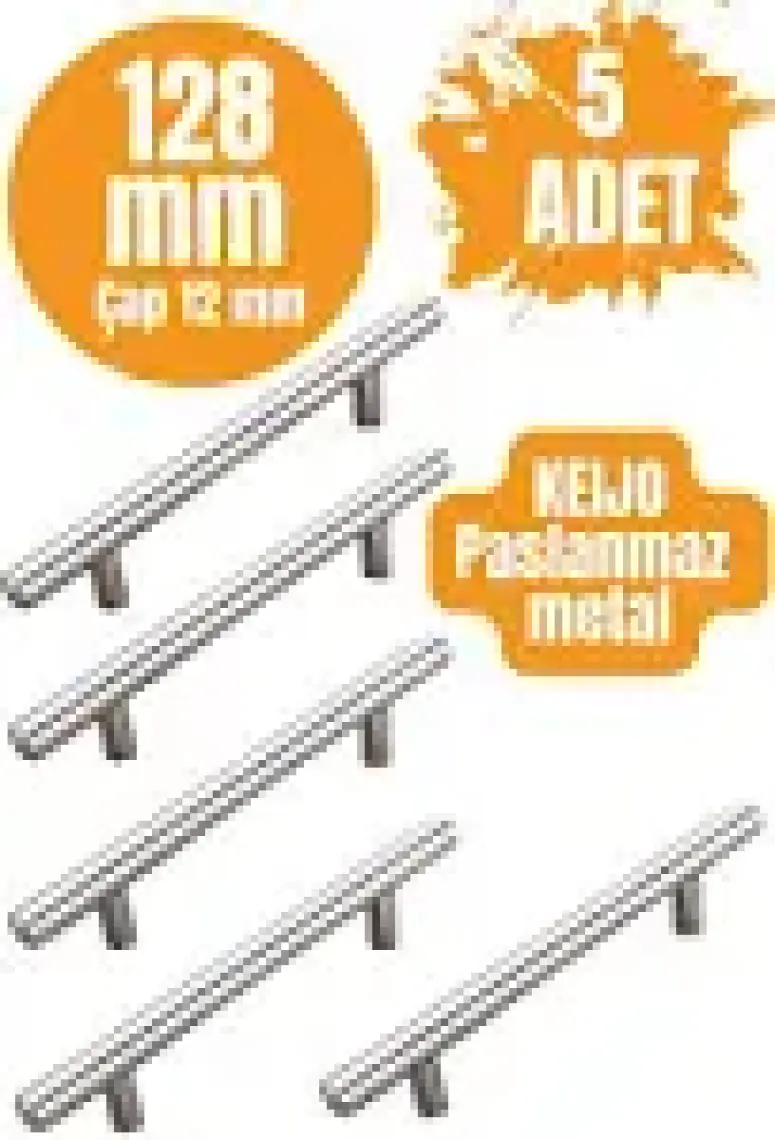 ALMITAL 5 Adet Keijo Inox 128 mm Paslanmaz Kulp (Mobilya Dolap Kulbu Kulp Modeli)