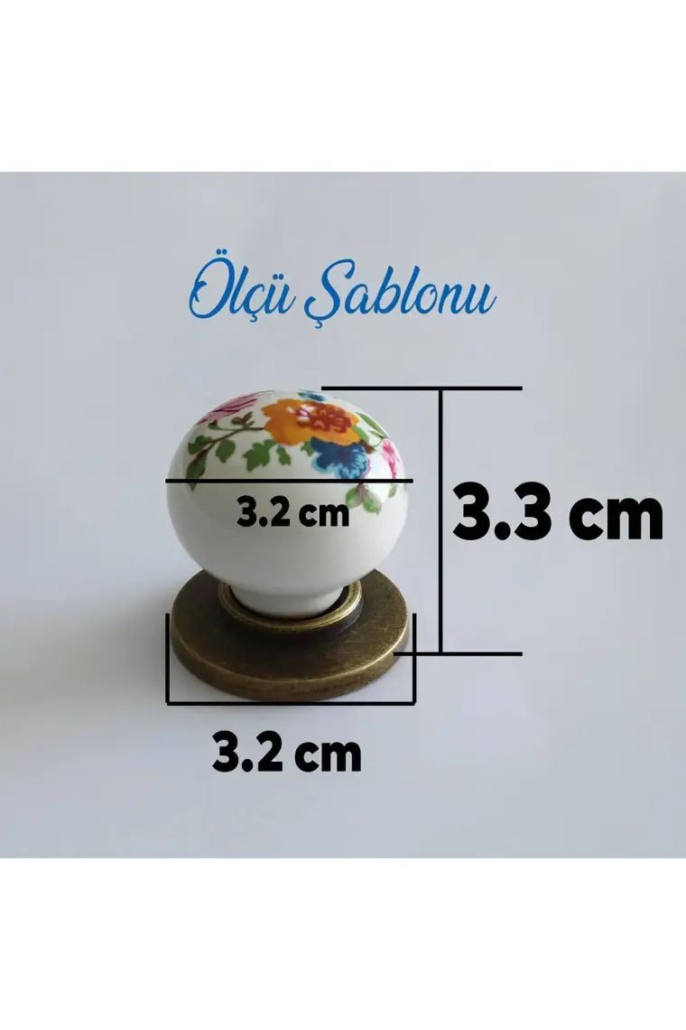 Badem10 Gerçek Porselen Kulp Çiçekli Düğme Mobilya Mutfak Dolabı Çekmece Dolap Kulpları Kapak Kulpu Kulbu
