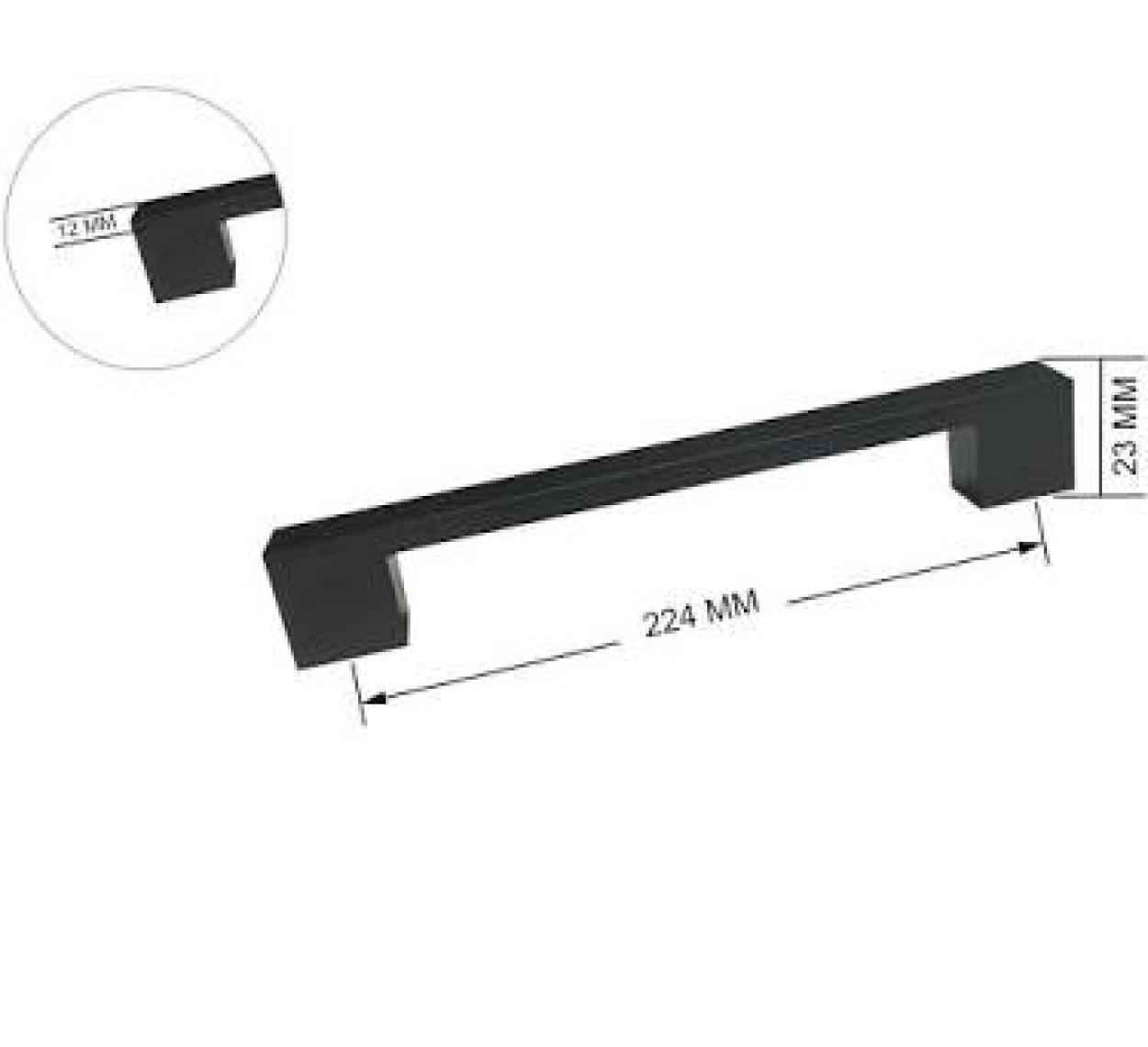 Alüminyum Köprü Siyah 224 mm Kulp Lüks Country Mutfak Mobilya Dolap Çekmece Kulpu