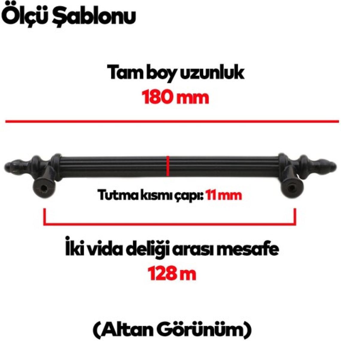Nzb Çekmece Mutfak Dolap Kapak Kulpu Kulbu 128 mm Siyah Sert Plastik Kulp
