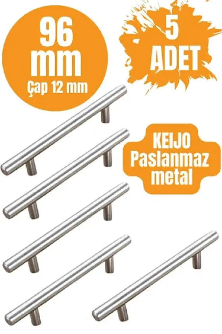 ALMITAL 5 Adet Keijo İnox 96 mm Paslanmaz Kulp