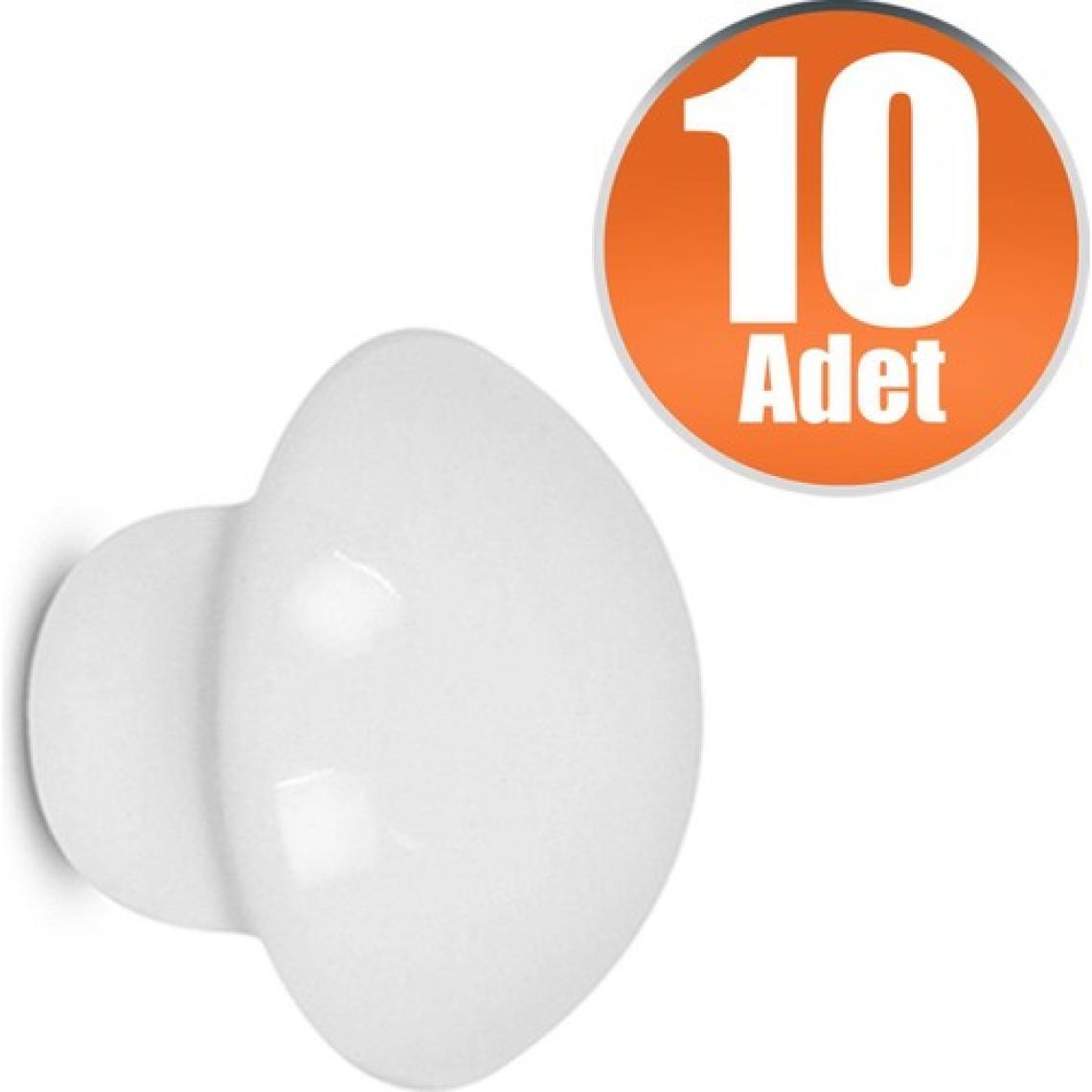 Badem10 Mantar Düğme Kulp Çekmece Dolap Kapak Kulpu Kulbu Beyaz Tek Vidalı Metal Kulpları (10 ADET)