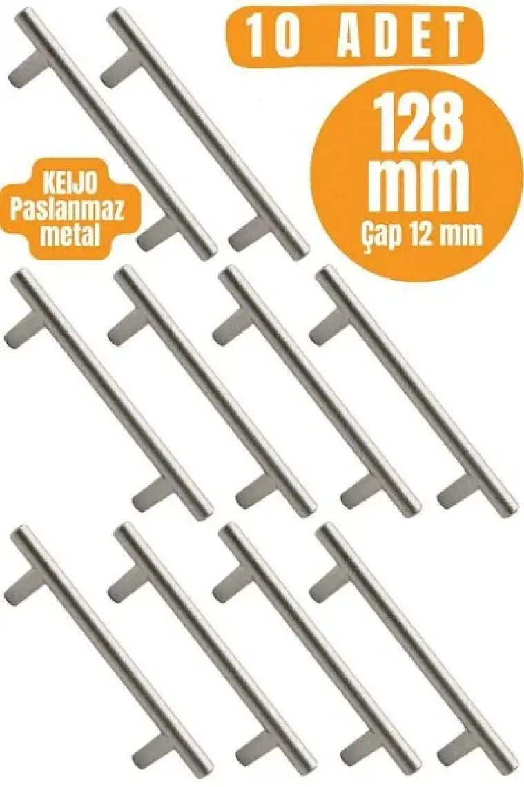 Almital Mobilya Aksesuarlari 10 Adet Keijo İnox 128 mm Paslanmaz Kulp