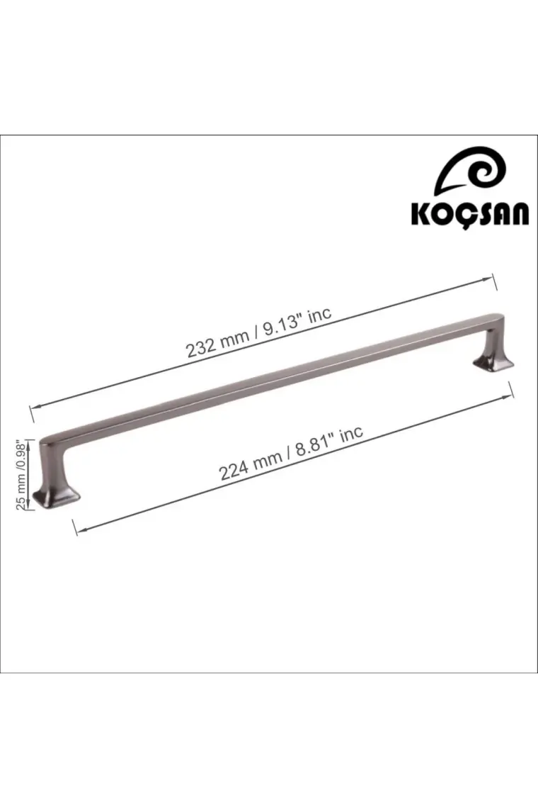 Koçsan Vera Kulp Lüks Country Mutfak Mobilya Dolap Çekmece Kulpu Mat Füme 224 mm
