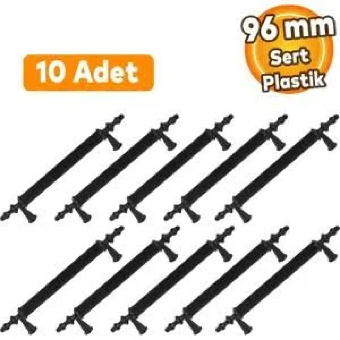 Badem10 10 Adet Polavit Sert Plastik 96 mm Mobilya Çekmece Mutfak Dolap Dolabı Siyah Kulpu Kulbu Kulpları 9.6 cm