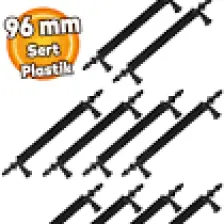 Badem10 10 Adet Polavit Sert Plastik 96 mm Mobilya Çekmece Mutfak Dolap Dolabı Siyah Kulpu Kulbu Kulpları 9.6 cm