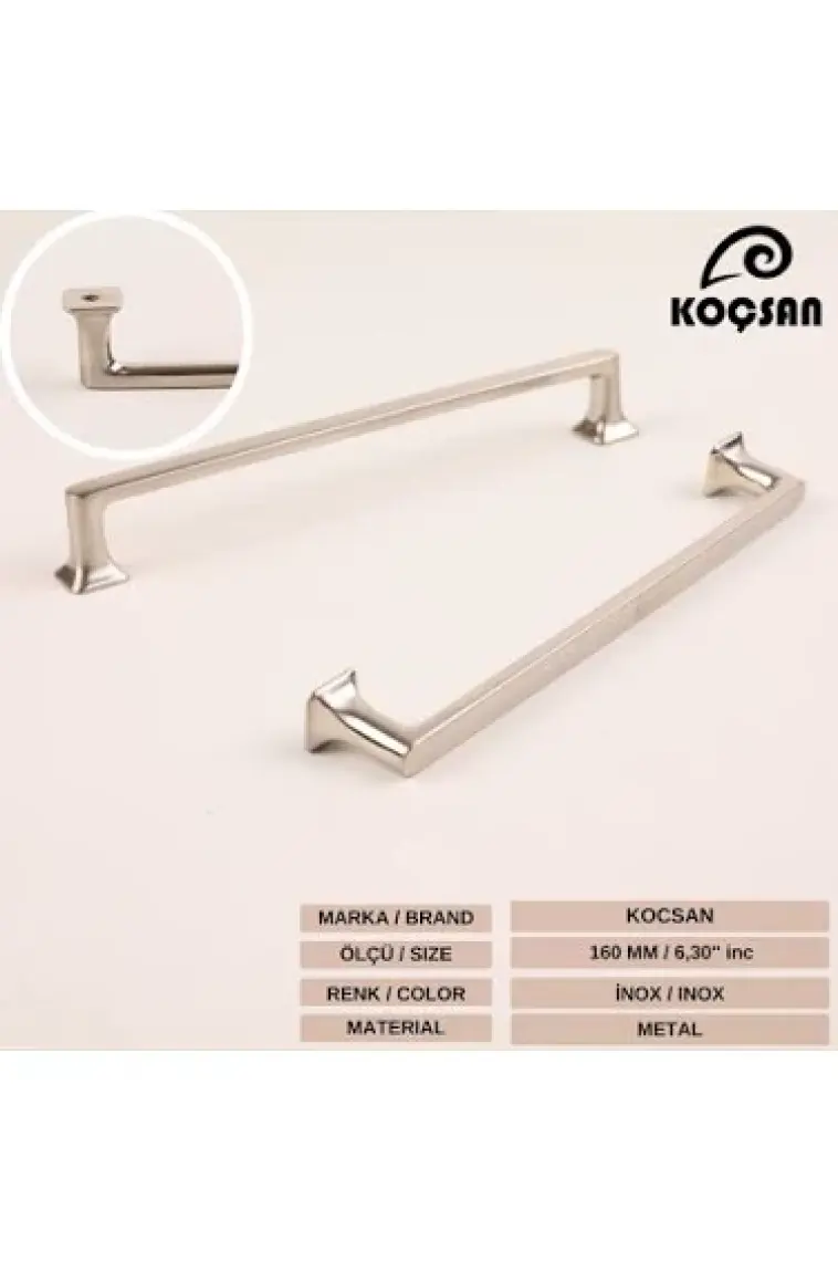 Koçsan Vera Kulp Lüks Country Mutfak Mobilya Dolap Çekmece Kulpu Inox 128 mm