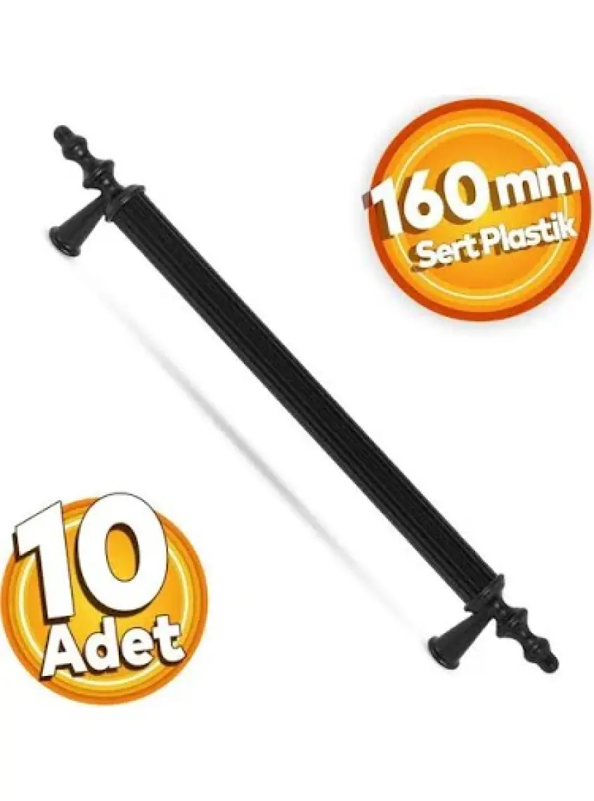 Badem10 Polavit Mobilya Çekmece Mutfak Dolap Dolabı Kulpu Kulbu 160 Mm Siyah Sert Plastik Kulpları (10 ADET)